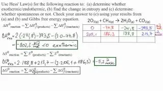 Calculate Reaction Change in Enthalpy, Entropy and Free Energy