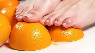 ASMR Orange Squishing | Satisfying Foot Sounds & Juicy Crunches