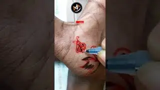 Temporary tattoo made by black and red color pen... #tattoo #tattoos #shorts #youtubeshorts #arts