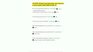 NJ DMV Permit Test Questions and Answers Latest Update 2024 Graded A56