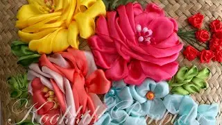 งานปักริบบิ้นบนกระเป๋าสานกระจูด - Rose Ribbon Embroidery 1/2