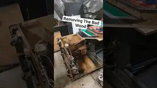 Cutting off the bad wood #repair #restoration  #woodworking #wood #arcade #sega #diy #teamhailey