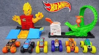 Hot Wheels Collection Unboxing Review ASMR | Hot Wheels Monster Trucks Torch Tower Takedown Set