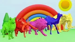 Fox Cows Tigers Lions Elephant Fountain Crossing Animal - Animals Transforms Paint