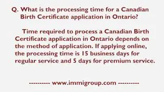 What Is The Processing Time For A Canadian Birth Certificate Application In Ontario?