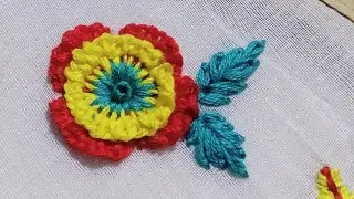 Hand Embroidery Flower Design ll Ruffled blanket stitch 