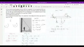 Ejercicio 2  equilibrio de solidos. Una viga horizontal uniforme de peso 300 N