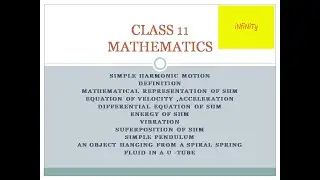 #SIMPLE HARMONIC MOTION #SHM @CLASS 11&12 MATHS $#PHYSICS#SIMPLE PENDULUM@iNfiNiTy-MaThS