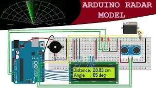 Модель радара Arduino для определения расстояния и угла с помощью ультразвукового датчика