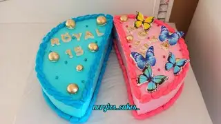 Əkizlər üçün tortun hazırlanması✅Qız oğlan tortu👫🏻making a cake for twins