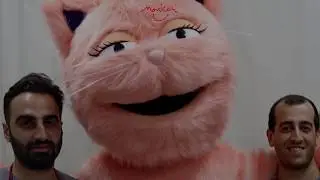 Pink Cute Big Cat Mascot