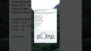 La Opala RG Ltd has recommended a Final Dividend for FY25. #BreakingNews #StockMarket #2025