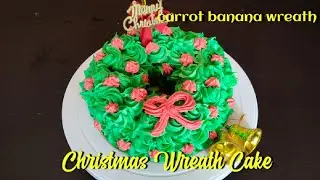 Christmas Wreath Cake | Christmas Cake 2021 | Carrot Banana wreath cake | Deepa's Desserts