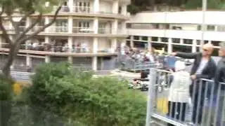 View of Sainte Devote corner from the top of K1 Grandstand at 2014 Monaco Formula 1 Grand Prix