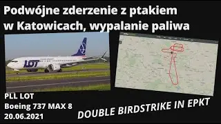 Podwójne zderzenie z ptakiem w Katowicach, wypalanie paliwa, DOUBLE BIRDSTRIKE IN EPKT #ATCPolska