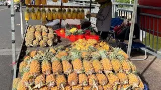 Hardworking Lady Pineapple Cutting Skills - Vietnamese Street Food