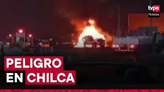 Chilca: choque entre camiones cisternas provoca incendio cerca de peaje