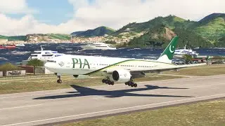 Giant 777 Go-Around SHOCK! PIA Battles Short Runway at St. Maarten Airport