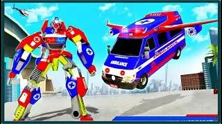 Flying Ambulance Dog Robot Car - Flying Ambulance Air Jet Transform Robot | Android Gameplay