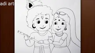 Radha Krishna Drawing Easy | Radha Krishna Chitra 