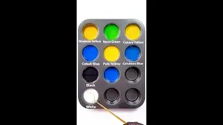 Color Recipes From Just Medium Yellow, Cobalt Blue, Black & White #colormixing #satisfying #asmr 