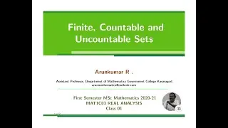 CLASS 01 Finite, Countable and Uncountable Sets MAT1C03 REAL ANALYSIS
