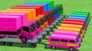 MINI BUS vs Big Colors Bales With Big Trucks In Fs22 | Farming Simulator 22