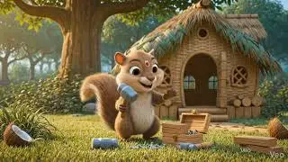 Squirrel Builds a Dream Tree House 🌳🏠#cartoon #reelitfeelit #youtube #viral #kidsworld #kidslearning