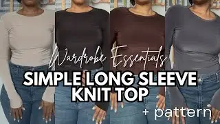 DIY WARDROBE ESSENTIALS: how to make a knit long sleeve shirt | + pattern | simple | easy