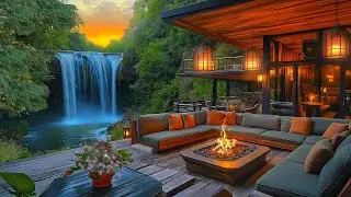 Spring Sunset by the Waterfall: 🍃🌼 Gentle Fire & Nature Sounds &ndash; To Calm, Focus & Peace of Mind
