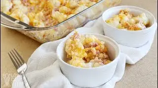 Cheesy Low Carb Cauliflower Casserole with Ham