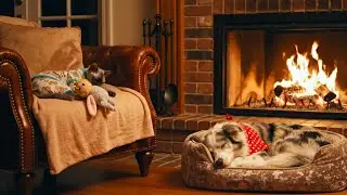 Расслабляющие звуки камина и пианино для кошек и собак 🐾 Снятие тревоги и сон