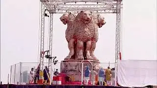 PM Modi unveils national emblem on top of new Parliament building