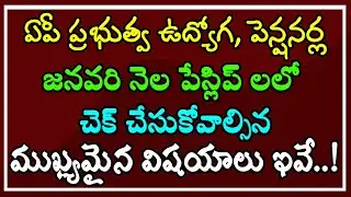ఏపీ ప్రభుత్వ ఉద్యోగ పెన్షనర్ల జనవరి నెల పేస్లిప్ లలో, చెక్ చేసుకోవాల్సిన ముఖ్యమైన అతి విషయాలు ఇవే..!