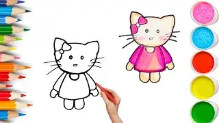 How To Draw cute Kitty Drawing, Painting & Coloring For Kids and Toddlers_ Child Art 🐋🌈🎨