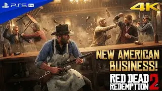 RDR2 BAR FIGHT: Arthur Morgan Becomes a Bartender & Rhodes Saloon Brawl | PS5 4K Gameplay