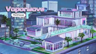 Vaporwave Penthouse 🌐🌴 บ้านแสงสีนีออนสุดแสนจะแสบตา | The Sims 4 Stop Motion Build | NO CC