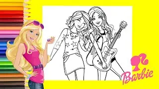 Coloring Barbie and Friends with Renne Rock Star - Barbie Dreamhouse Coloring Book