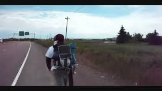 Skating and Scootering the highway in Moncton. Wal-Mart bound.