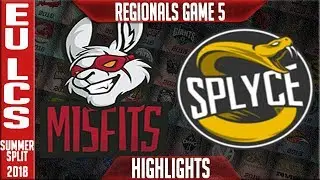 MSF vs SPY Highlights Game 5 | EU LCS Regional's Round 1 Summer 2018 | Misfits vs Splyce G5