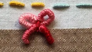28. Bullion knot - bow - stitch along - fabric dictionary of stitches - slow stitch