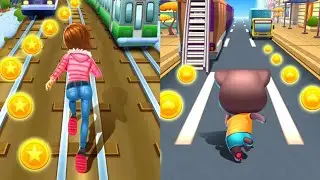 Subway Princess Runner VS Cat Runner Gameplay IOS Android