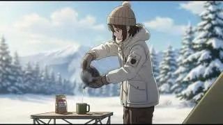 Quiet Winter Camping ❄️ Lantern Light & Falling Snow | Relaxing Anime Ambience