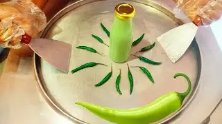 Green chilli roll ice cream|Spicy Green chilli rolls