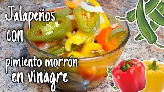 chiles en vinagre. Jalape&ntilde;o con pimiento morr&oacute;n al saz&oacute;n de Mor. Pickled chili peppers