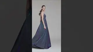 A Line Long Front Slit Metallic Glitter Prom Dresses #promdresses #promgown #partygowns