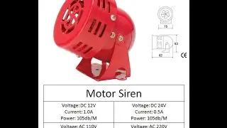 Mini Motor Siren 220V AC / 12V / 24V Supply