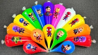 Looking For Marvel Heroes in Clear Slime Bags! Slime Surprise With Hulk, Superman, Spiderman