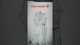 How to Draw a Romantic Couple Under an Umbrella | #trending #art #viral #shorts ..😊❤️