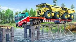 The BEST Transport Mining Truck for Crossing Collapsed Bridge